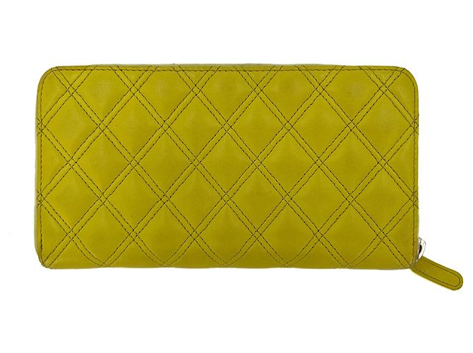 Timeless Chanel Langer Reißverschluss-Geldbeutel aus gestepptem Lammleder in Gelb - Ansicht 7
