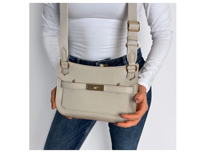 Hermès Mini Jypsiere in pelle Clemence bianco - vista 2