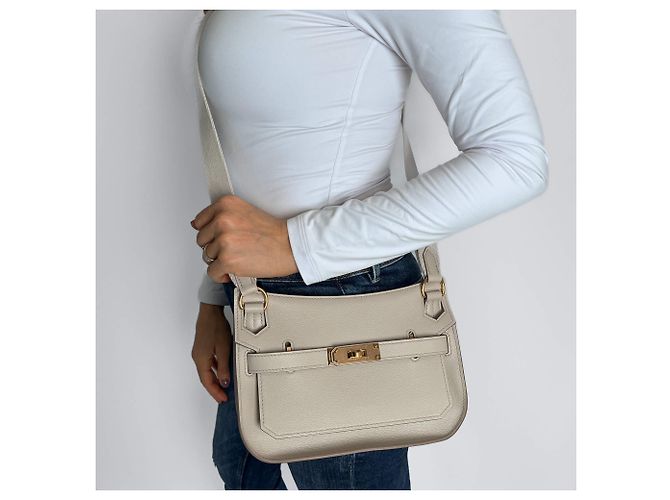 Hermès Mini Jypsiere in pelle Clemence bianco - vista 4