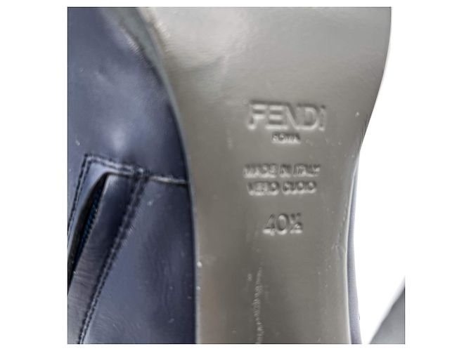 Fendi High Heel Ankle Boots Leather 40 1/2 Navy Navy blue - view 14