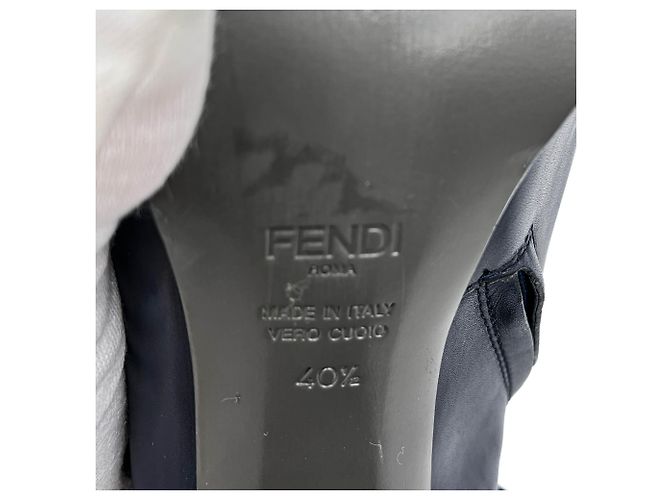 Fendi High Heel Ankle Boots Leather 40 1/2 Navy Navy blue - view 15