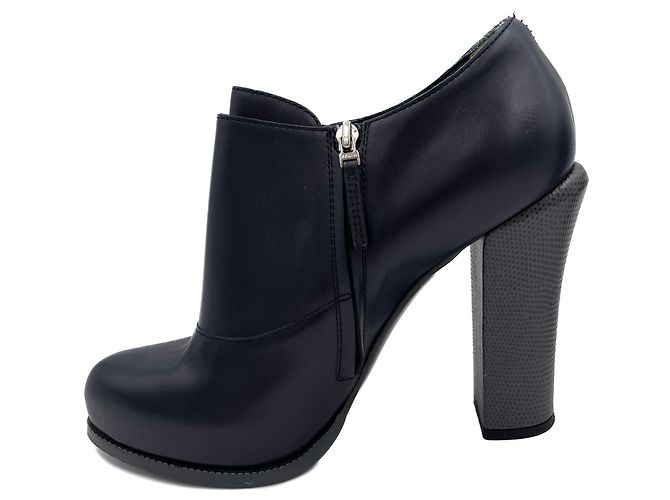 Fendi High Heel Ankle Boots Leather 40 1/2 Navy Navy blue - view 3