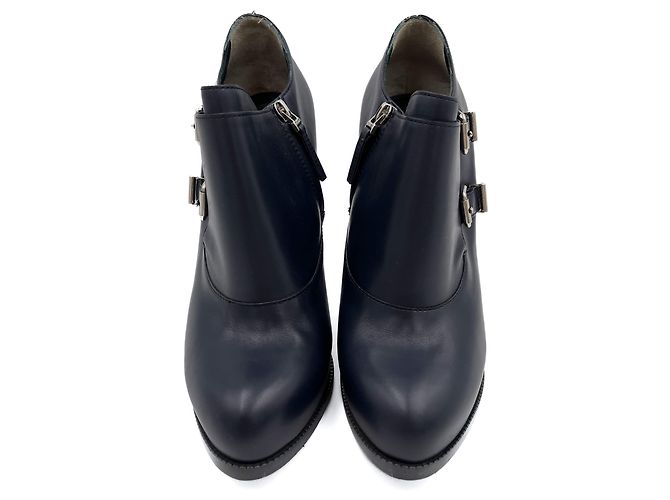 Fendi High Heel Ankle Boots Leather 40 1/2 Navy Navy blue - view 4