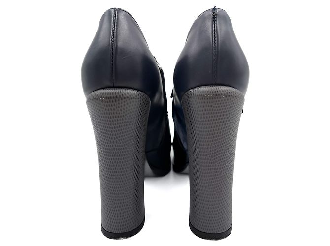 Fendi High Heel Ankle Boots Leather 40 1/2 Navy Navy blue - view 5