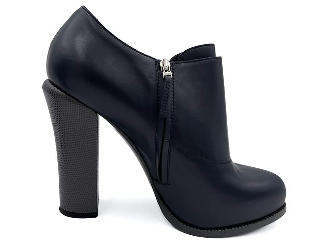 Fendi High Heel Ankle Boots Leather 40 1/2 Navy Navy blue - view 6