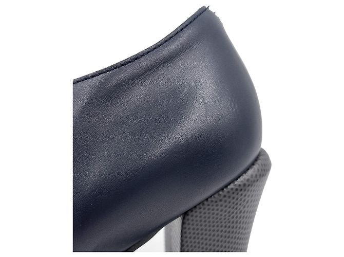 Fendi High Heel Ankle Boots Leather 40 1/2 Navy Navy blue - view 7