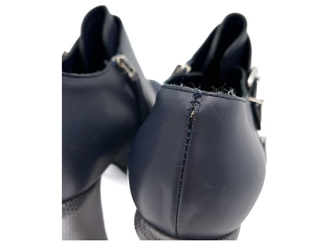 Fendi High Heel Ankle Boots Leather 40 1/2 Navy Navy blue - view 9