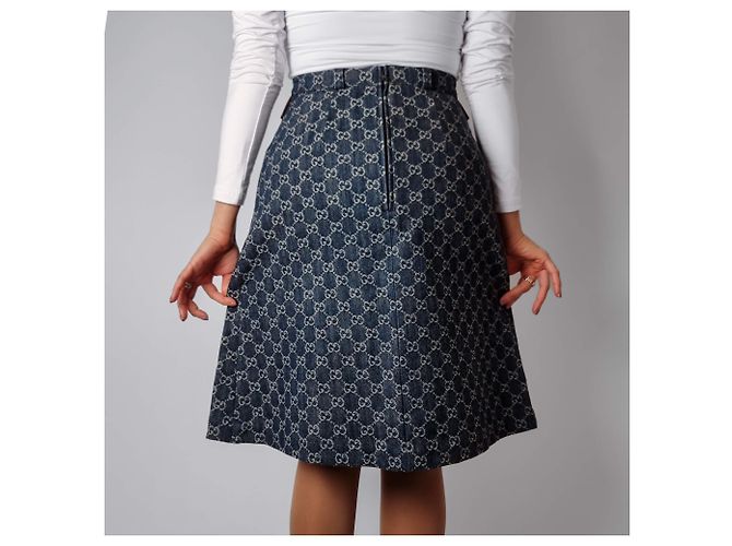 Gucci Falda Midi GG de denim jacquard 40 azul - vista 6
