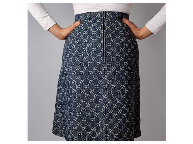 Gucci Falda Midi GG de denim jacquard 40 azul - vista 7