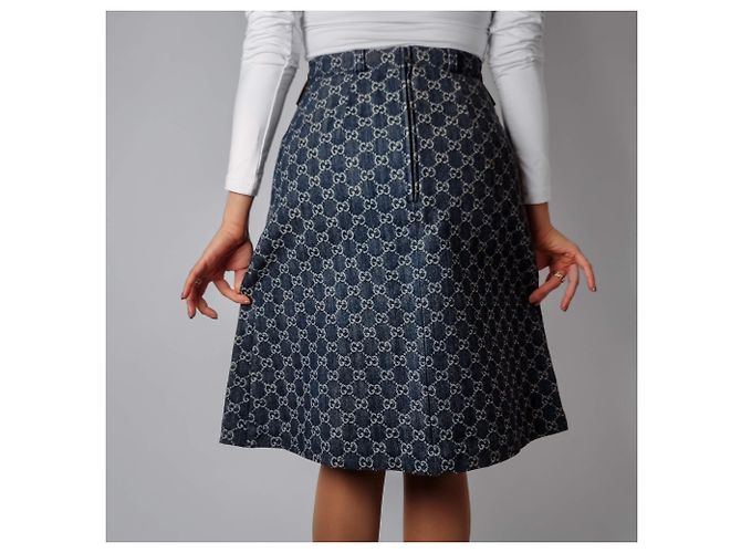 Gucci Falda Midi GG de denim jacquard 40 azul - vista 8