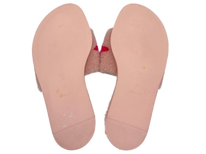 Louis Vuitton Mule in shearling tessuto piatto 39 Rosa - vista 2