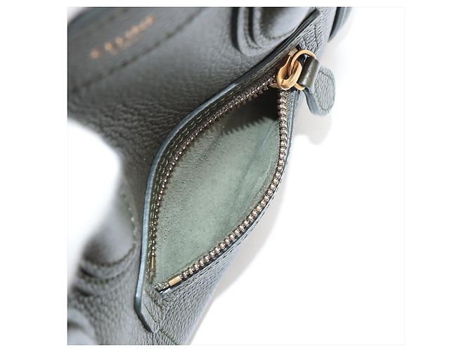 Luggage Céline Borsa in pelle di vitello nano drumato 2-in-1 a tracolla verde militare - vista 10