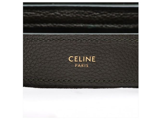 Luggage Céline Borsa in pelle di vitello nano drumato 2-in-1 a tracolla verde militare - vista 11