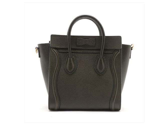 Luggage Céline Borsa in pelle di vitello nano drumato 2-in-1 a tracolla verde militare - vista 2