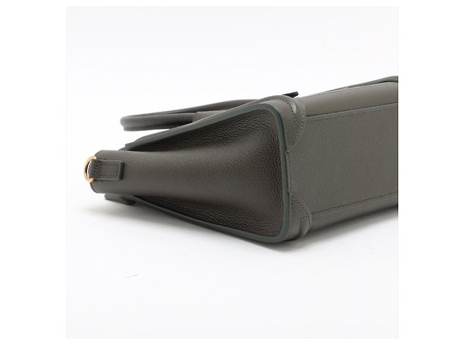 Luggage Céline Borsa in pelle di vitello nano drumato 2-in-1 a tracolla verde militare - vista 4