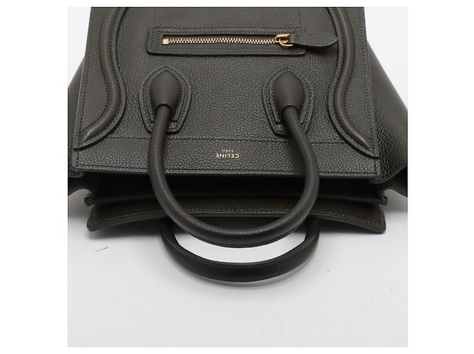 Luggage Céline Borsa in pelle di vitello nano drumato 2-in-1 a tracolla verde militare - vista 5
