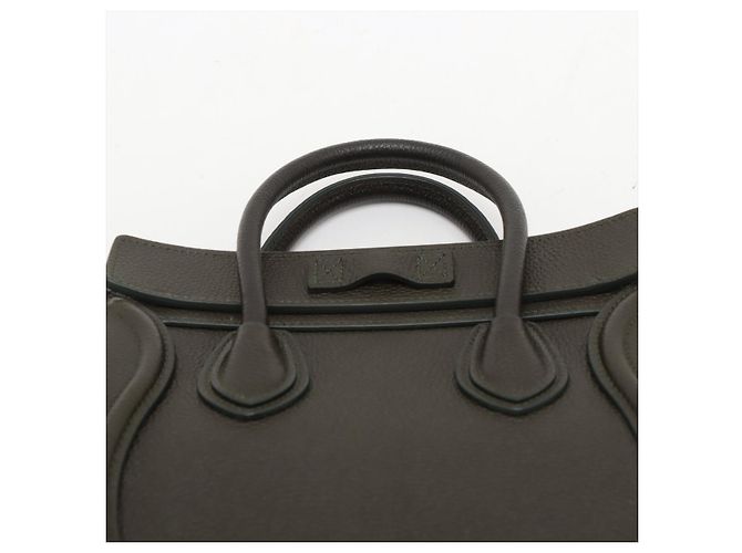Luggage Céline Borsa in pelle di vitello nano drumato 2-in-1 a tracolla verde militare - vista 6
