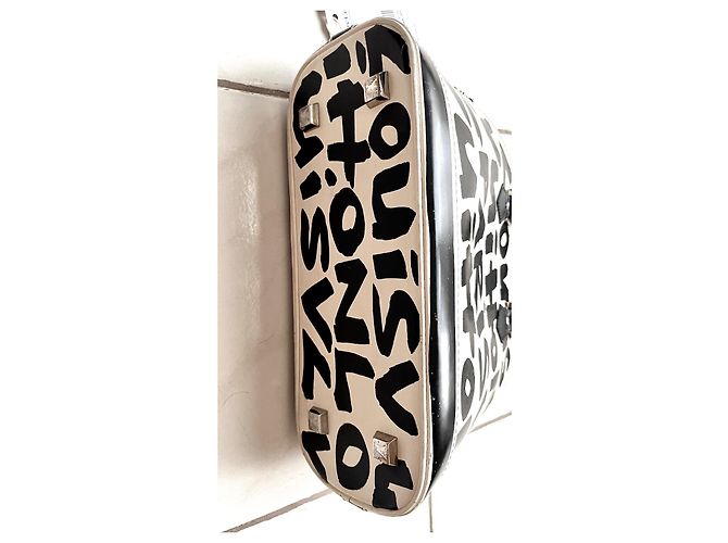Louis Vuitton Alma MM Steven Sprouse Graffiti Pelle Nera Nero - vista 11