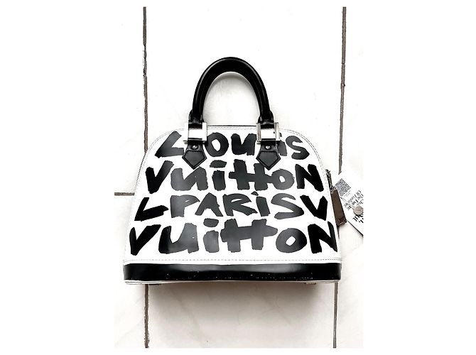 Louis Vuitton Alma MM Steven Sprouse Graffiti Pelle Nera Nero - vista 2