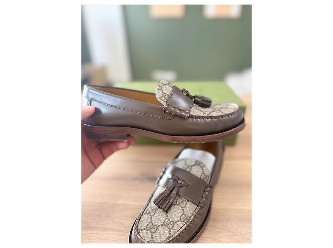 Mocassini Gucci monogramma supremo Marrone Beige - vista 6