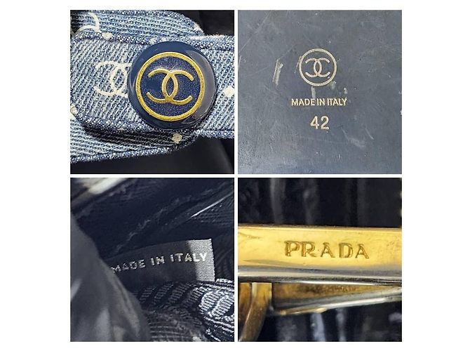 Sandali slingback intrecciati in denim Chanel blu - vista 9