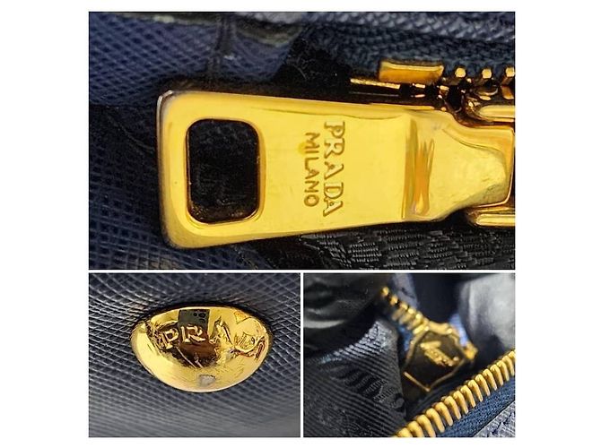 PRADA Saffiano Lux Grande Galleria Double Zip Tote Blu - vista 11