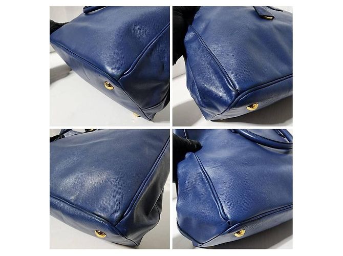 PRADA Saffiano Lux Grande Galleria Double Zip Tote Blu - vista 12