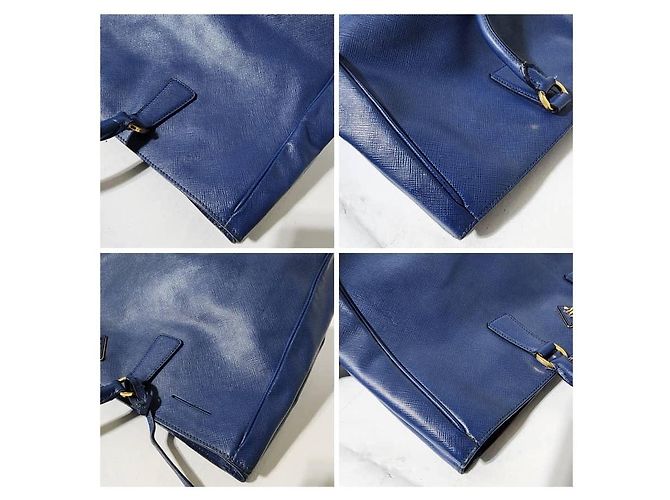 PRADA Saffiano Lux Grande Galleria Double Zip Tote Blu - vista 13