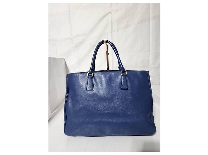 PRADA Saffiano Lux Grande Galleria Double Zip Tote Blu - vista 4