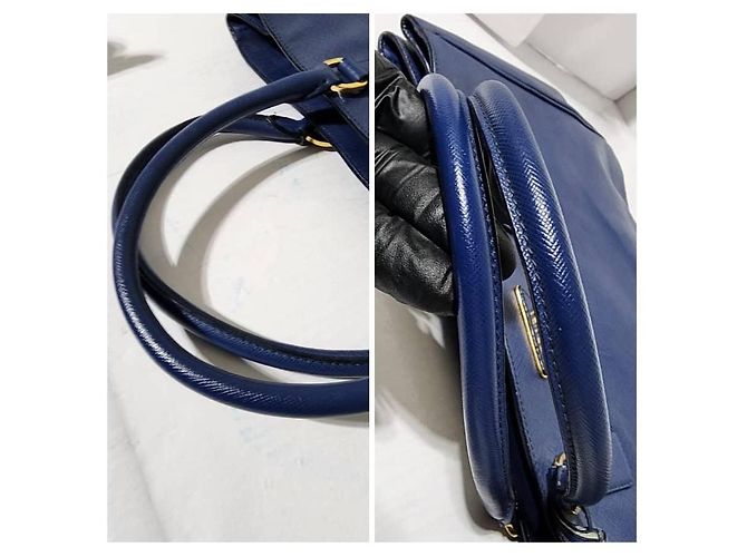 PRADA Saffiano Lux Grande Galleria Double Zip Tote Blu - vista 5