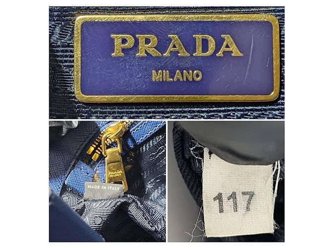 PRADA Saffiano Lux Grande Galleria Double Zip Tote Blu - vista 6