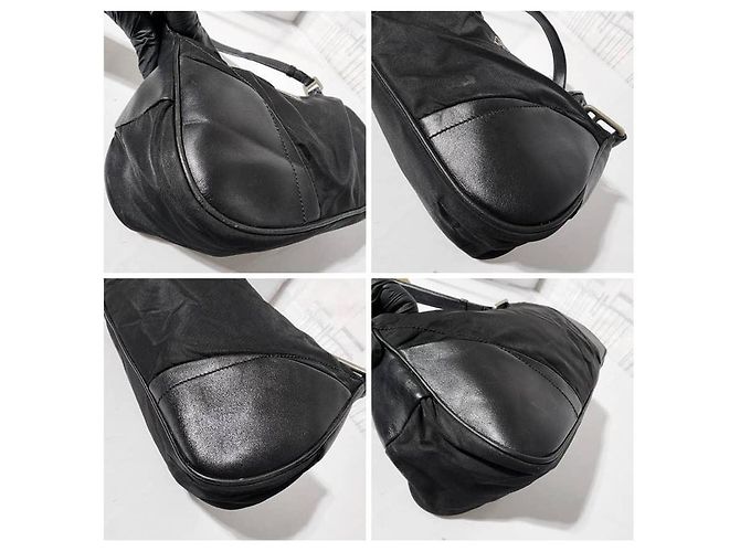 PRADA Borsa a spalla in nylon/ pelle nera Nero - vista 10