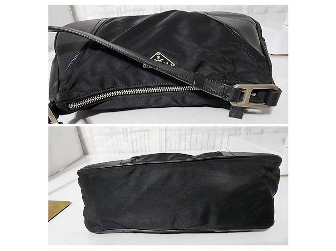 PRADA Borsa a spalla in nylon/ pelle nera Nero - vista 7