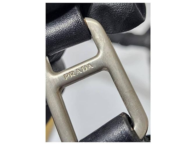PRADA Borsa a spalla in nylon/ pelle nera Nero - vista 9