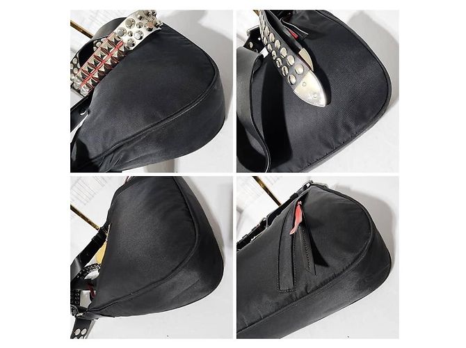 PRADA Borsa Hobo New Vela in Nylon Studded Nera Nero - vista 13