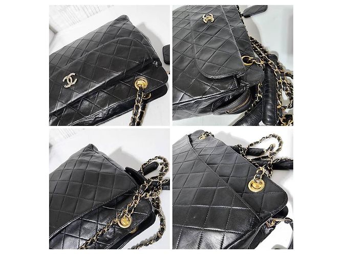 Prada CHANEL Vintage Lammnappa gesteppte Einkaufstasche Schwarz - Ansicht 12
