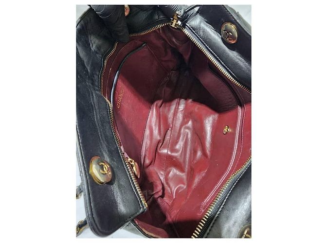 Prada CHANEL Vintage Lammnappa gesteppte Einkaufstasche Schwarz - Ansicht 13