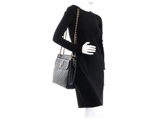 Prada CHANEL Vintage Lammnappa gesteppte Einkaufstasche Schwarz - Ansicht 3