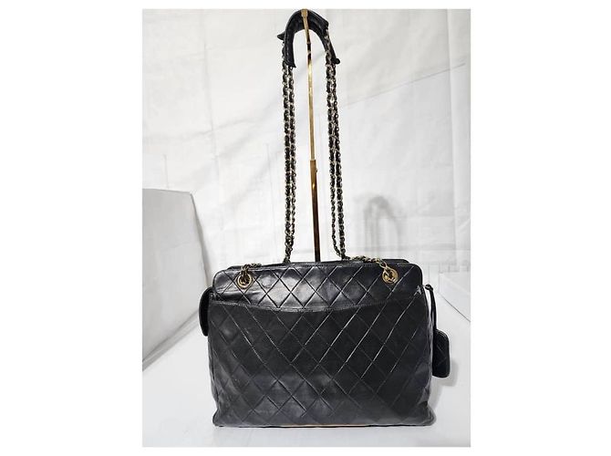 Prada CHANEL Vintage Lammnappa gesteppte Einkaufstasche Schwarz - Ansicht 4