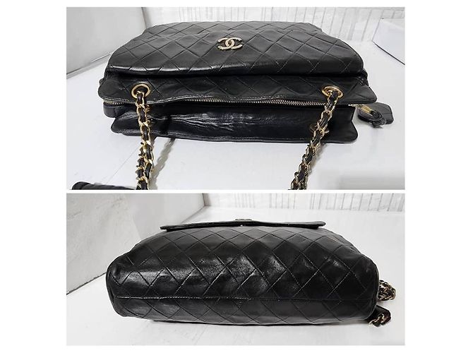 Prada CHANEL Vintage Lammnappa gesteppte Einkaufstasche Schwarz - Ansicht 5