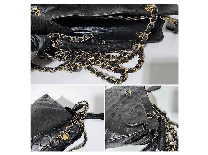 Prada CHANEL Vintage Lammnappa gesteppte Einkaufstasche Schwarz - Ansicht 7