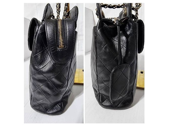 Prada CHANEL Vintage Lammnappa gesteppte Einkaufstasche Schwarz - Ansicht 8