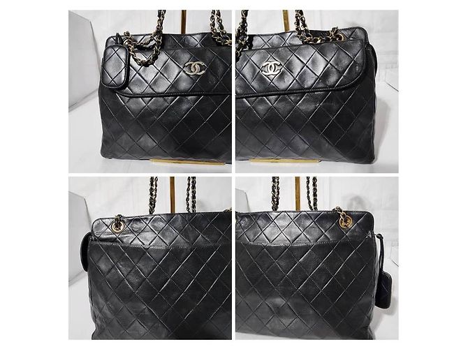 Prada CHANEL Vintage Lammnappa gesteppte Einkaufstasche Schwarz - Ansicht 9