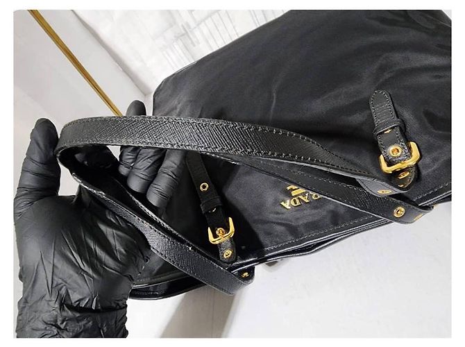 PRADA Tote in Nylon Saffiano Nero - vista 11