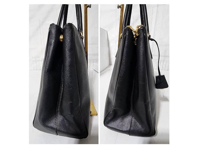 PRADA Saffiano Lux Grande Galleria Double Zip Tote Nero - vista 10
