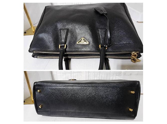PRADA Saffiano Lux Grande Galleria Double Zip Tote Nero - vista 11