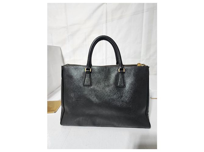 PRADA Saffiano Lux Grande Galleria Double Zip Tote Nero - vista 4