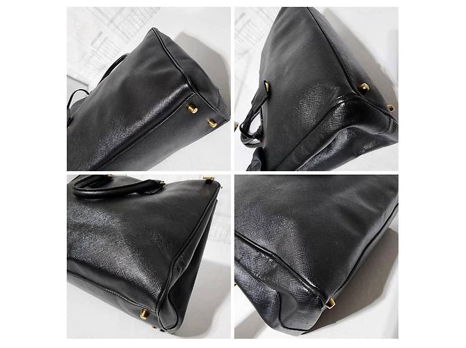 PRADA Saffiano Lux Grande Galleria Double Zip Tote Nero - vista 7