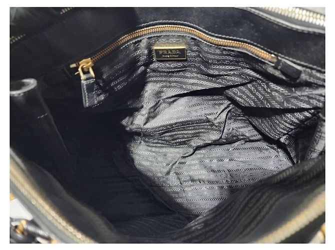 PRADA Saffiano Lux Grande Galleria Double Zip Tote Nero - vista 9