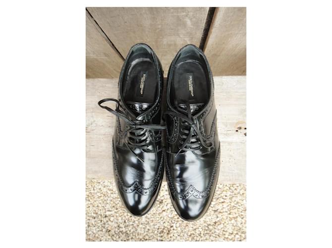 Scarpe stringate Dolce & Gabbana in vernice nera 37.5 IT Nero - vista 3